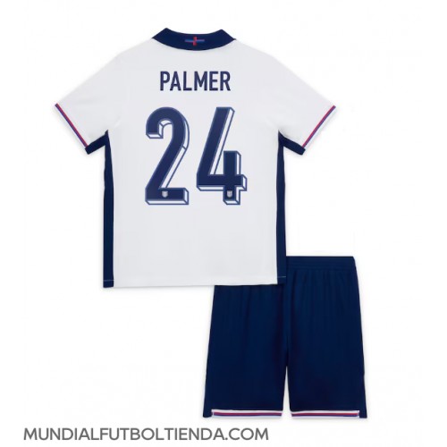 Camiseta Inglaterra Cole Palmer #24 Primera Equipación Replica Eurocopa 2024 para niños mangas cortas (+ Pantalones cortos)